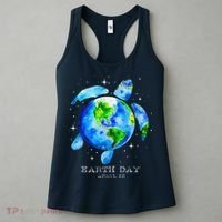 Earth Day 2024 Restore Earth Sea Turtle Art Save The Planet Women's Tank Top thumb 3