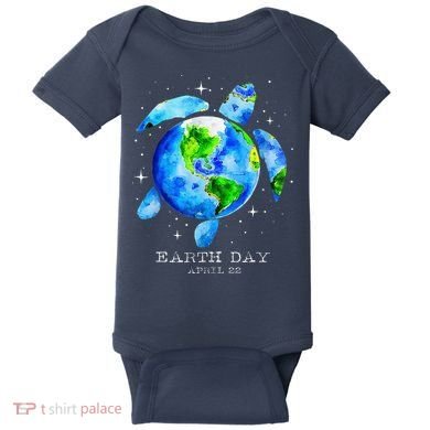 Earth Day 2024 Restore Earth Sea Turtle Art Save The Planet Baby Bodysuit