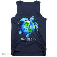 Earth Day 2024 Restore Earth Sea Turtle Art Save The Planet Tank Top thumb 0
