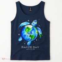 Earth Day 2024 Restore Earth Sea Turtle Art Save The Planet Tank Top thumb 2