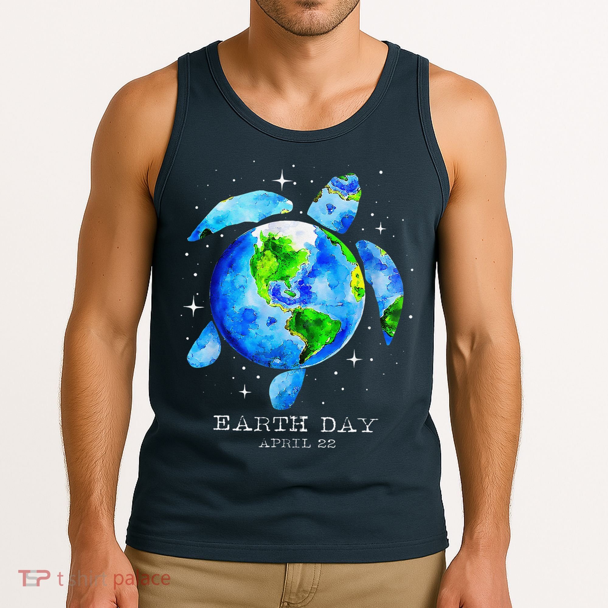 Earth Day 2024 Restore Earth Sea Turtle Art Save The Planet Tank Top