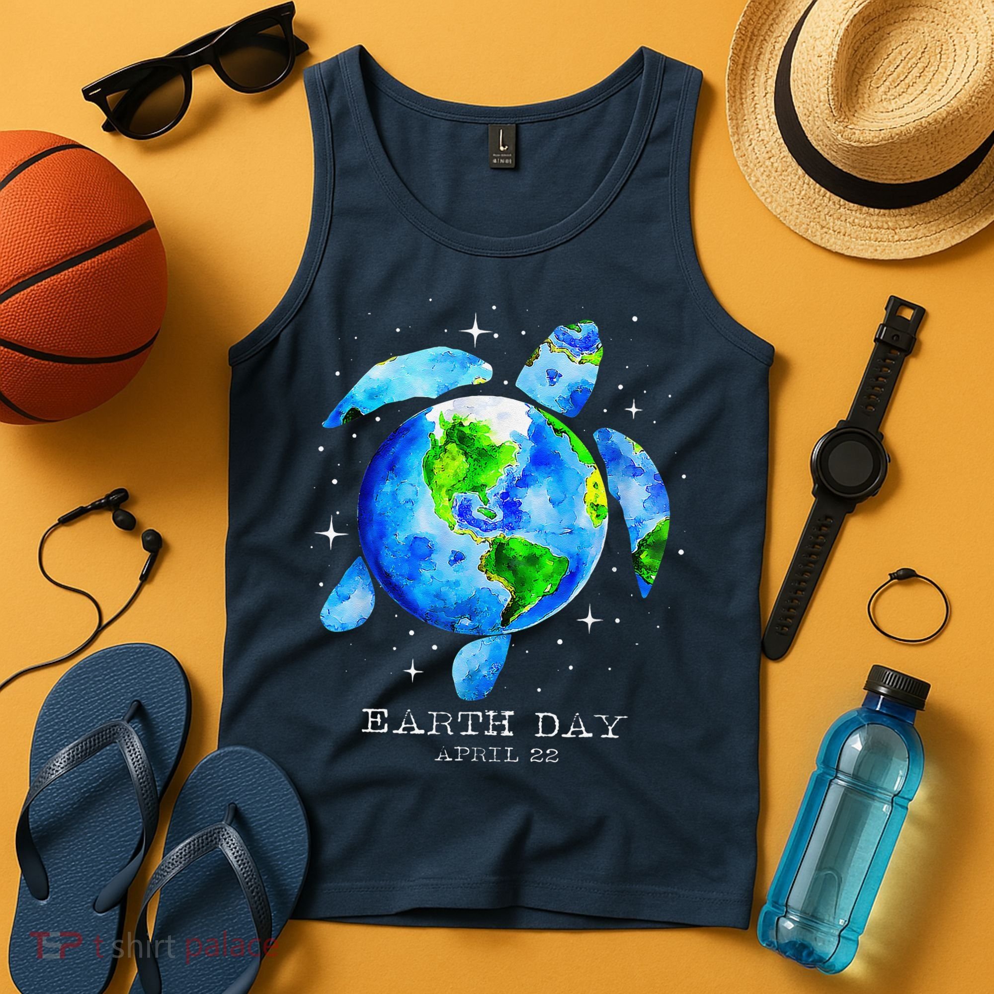 Earth Day 2024 Restore Earth Sea Turtle Art Save The Planet Tank Top