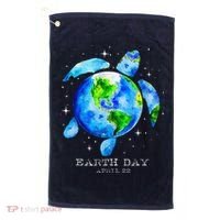 Earth Day 2024 Restore Earth Sea Turtle Art Save The Planet Golf Towel thumb 0