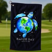 Earth Day 2024 Restore Earth Sea Turtle Art Save The Planet Golf Towel thumb 1