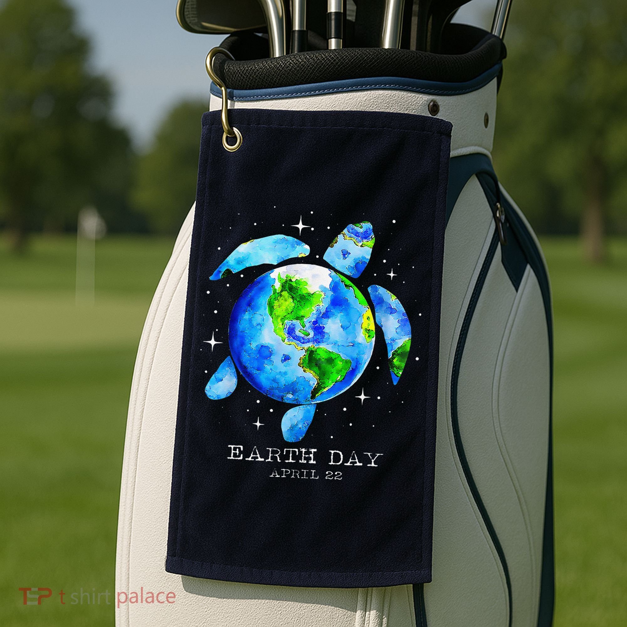 Earth Day 2024 Restore Earth Sea Turtle Art Save The Planet Golf Towel