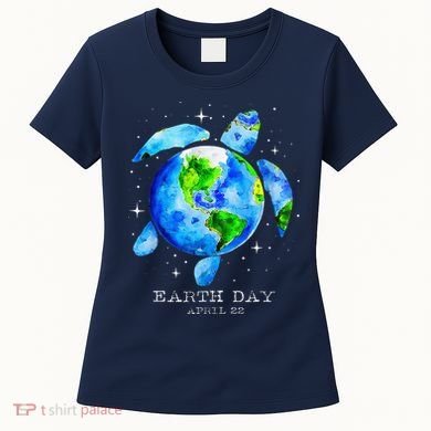Earth Day 2024 Restore Earth Sea Turtle Art Save The Planet Women's T-Shirt