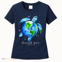 Earth Day 2024 Restore Earth Sea Turtle Art Save The Planet Women's T-Shirt thumb 0