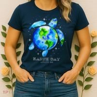 Earth Day 2024 Restore Earth Sea Turtle Art Save The Planet Women's T-Shirt thumb 2