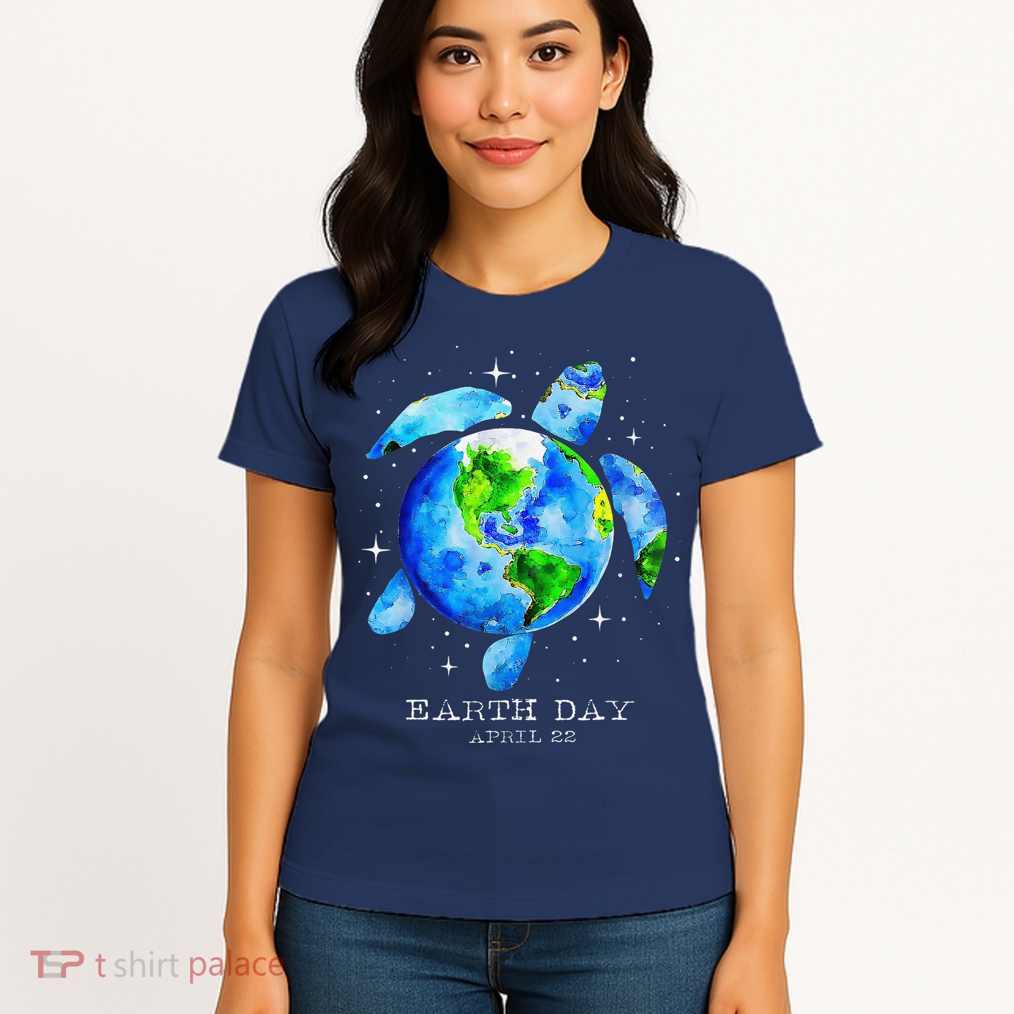 Earth Day 2024 Restore Earth Sea Turtle Art Save The Planet Women's T-Shirt