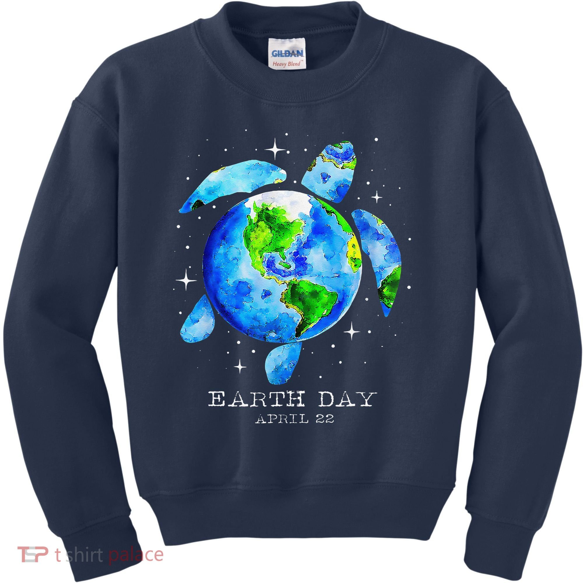 Earth Day 2024 Restore Earth Sea Turtle Art Save The Planet Kids Sweatshirt