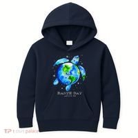 Earth Day 2024 Restore Earth Sea Turtle Art Save The Planet Kids Hoodie thumb 0