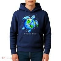 Earth Day 2024 Restore Earth Sea Turtle Art Save The Planet Kids Hoodie thumb 4
