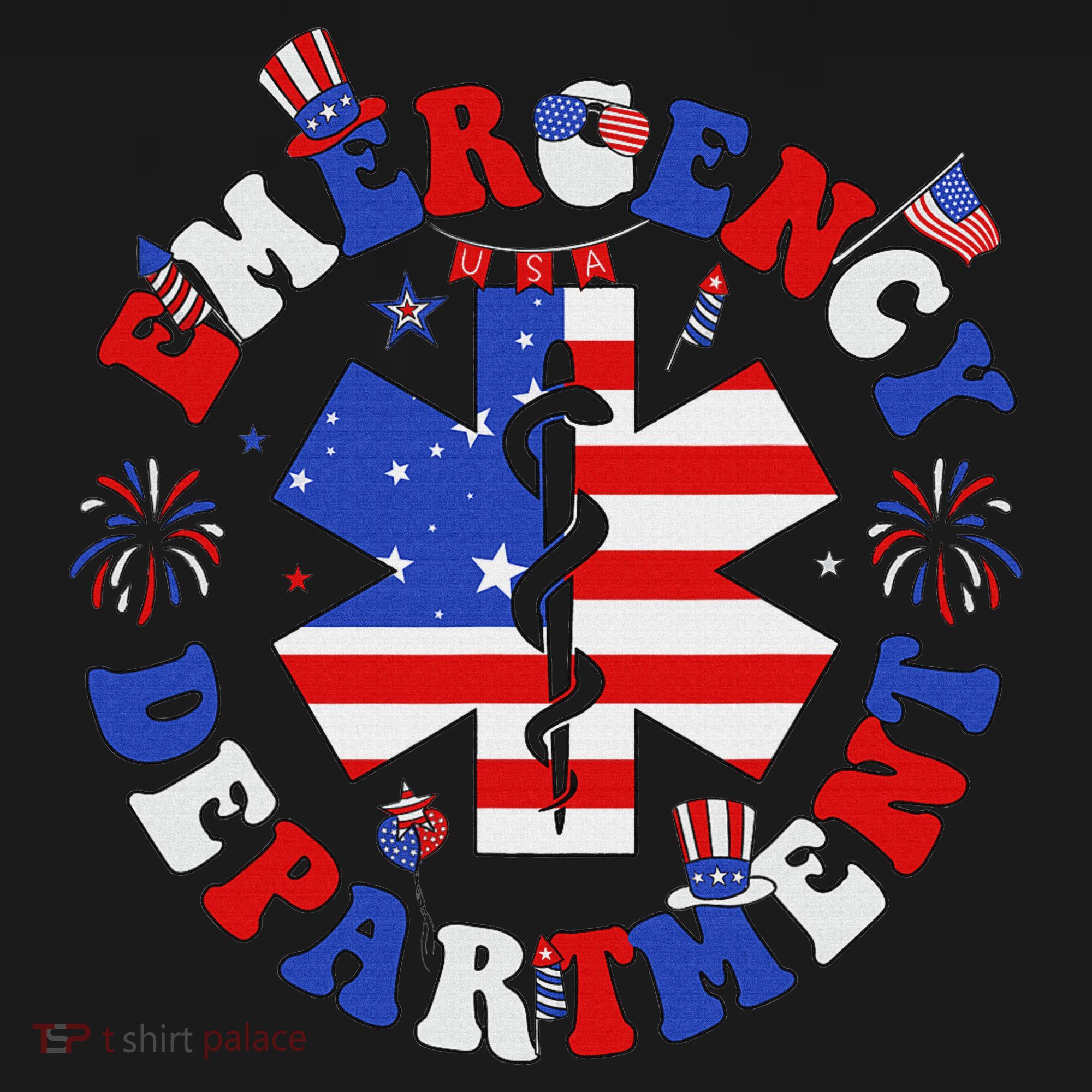 Emergency Department 4th Of July Usa Emergency Room Nurse T-Shirt