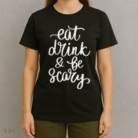 Eat Drink And Be Scary Funny Halloween Party T-Shirt thumb 4