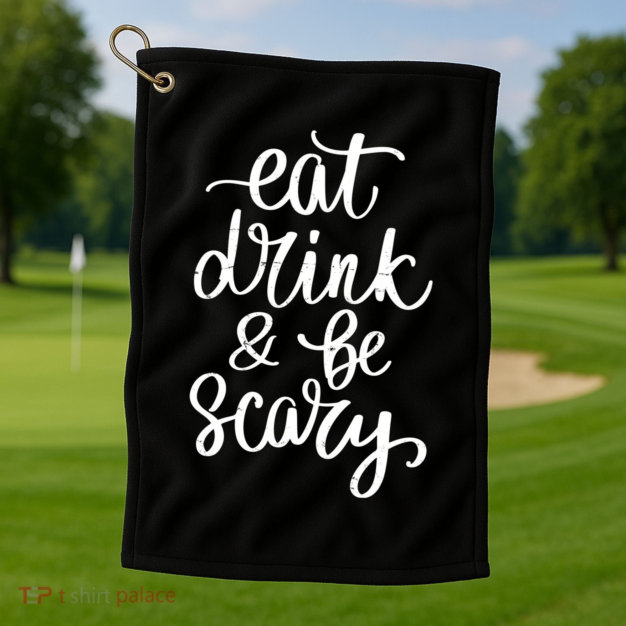 Eat Drink And Be Scary Funny Halloween Party Golf Towel