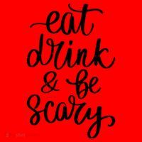 Eat Drink And Be Scary Funny Halloween Party Santa Hat thumb 1