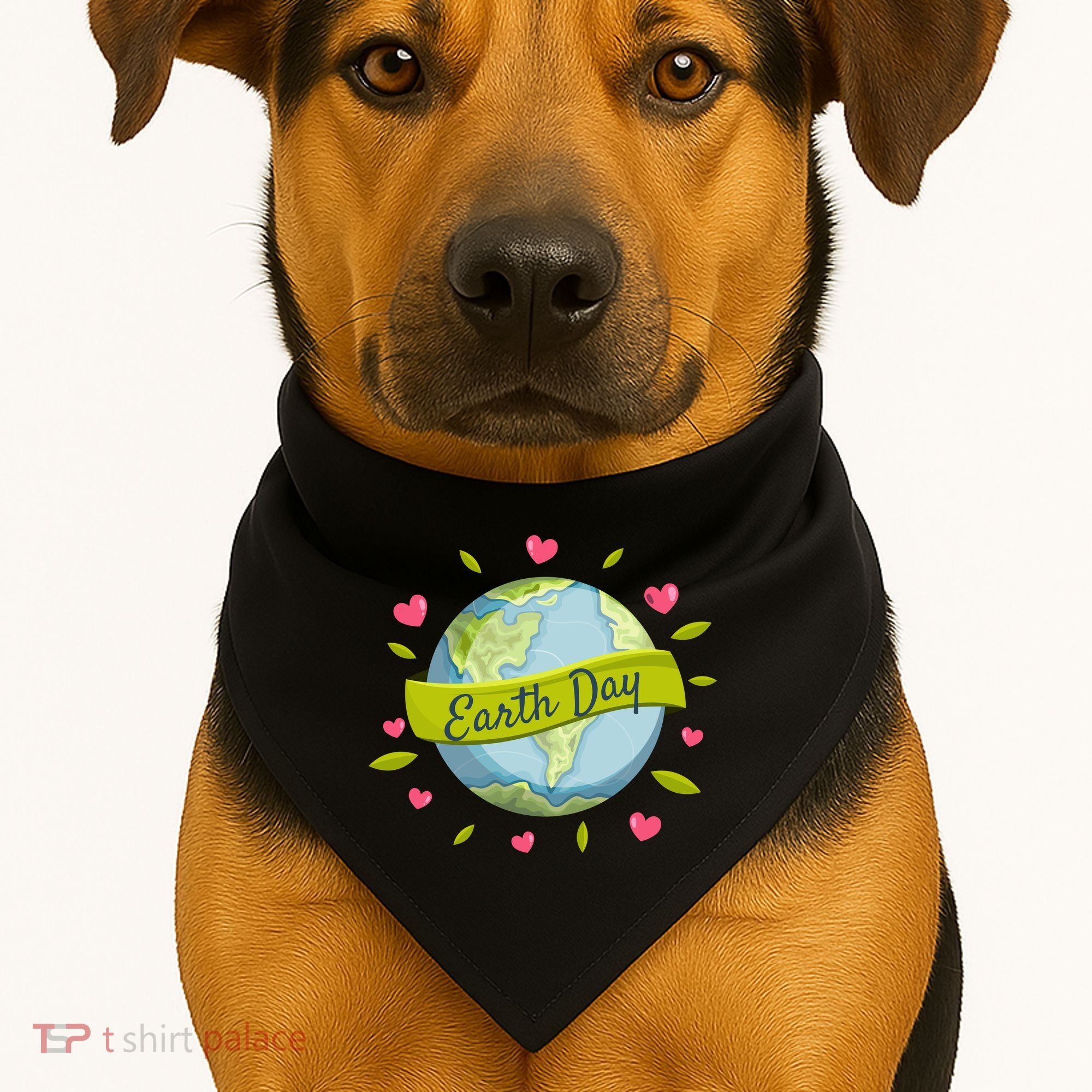 Earth Day Awareness Cute Heart USA-Made Doggie Bandana