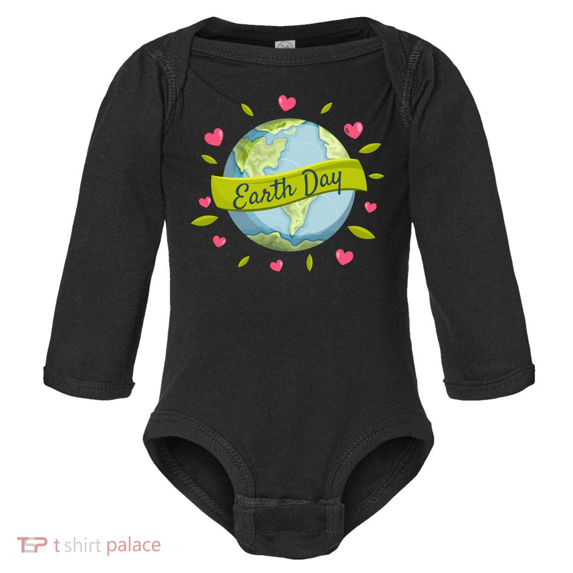 Earth Day Awareness Cute Heart Baby Long Sleeve Bodysuit