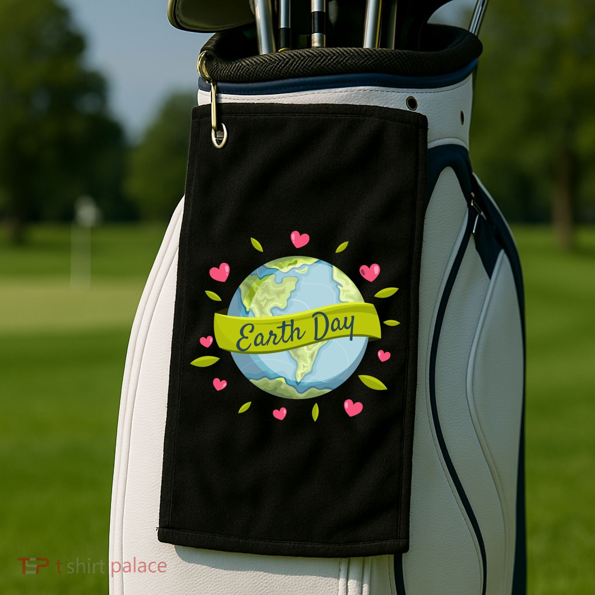 Earth Day Awareness Cute Heart Golf Towel