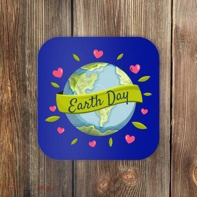 Earth Day Awareness Cute Heart Coaster