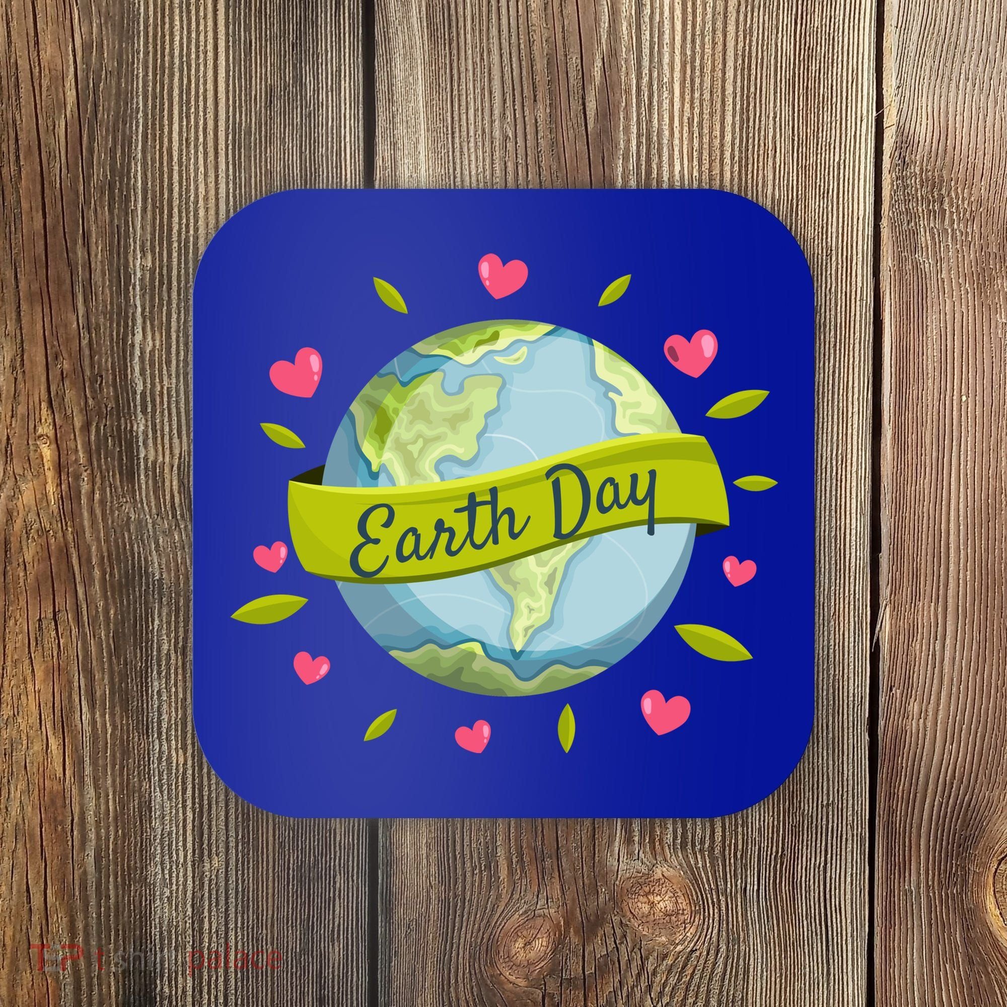 Earth Day Awareness Cute Heart Coaster