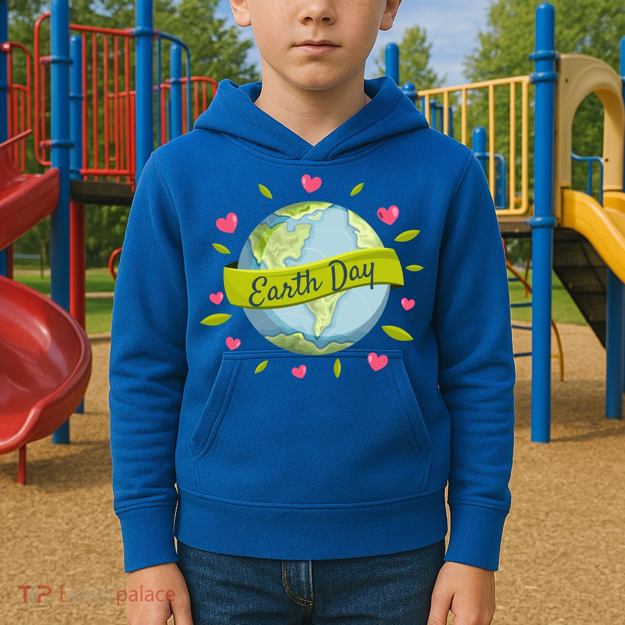 Earth Day Awareness Cute Heart Kids Hoodie