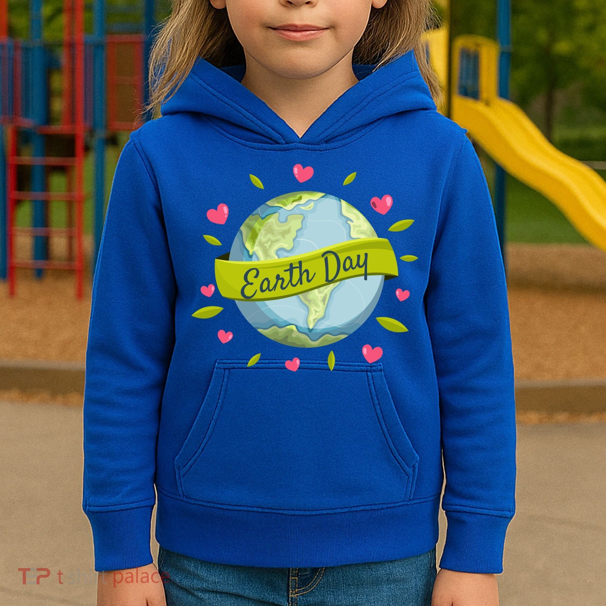 Earth Day Awareness Cute Heart Kids Hoodie