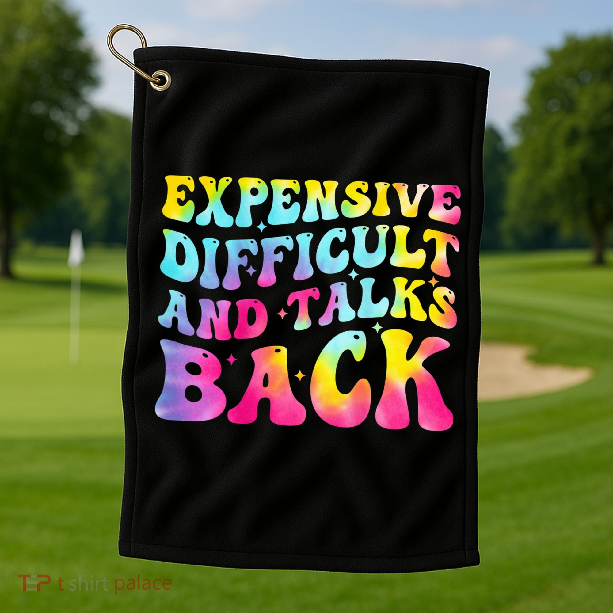 Expensive Difficult and Talks Back Groovy Mothers' Day Golf Towel