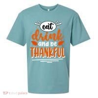 Eat Drink And Be Thankful Thanksgiving Sueded Cloud Jersey T-Shirt thumb 0