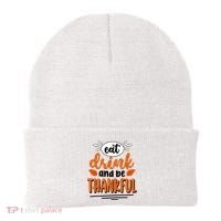 Eat Drink And Be Thankful Thanksgiving Beanie thumb 0