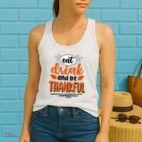 Eat Drink And Be Thankful Thanksgiving Women's Tank Top thumb 2