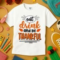 Eat Drink And Be Thankful Thanksgiving Kids T-Shirt thumb 3