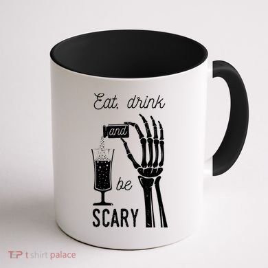 Eat Drink And Be Scary Halloween Party Design Coffee Mug back