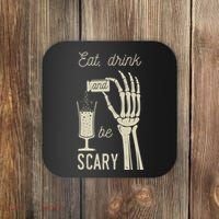 Eat Drink And Be Scary Halloween Party Design Coaster thumb 0
