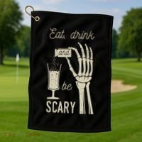 Eat Drink And Be Scary Halloween Party Design Golf Towel thumb 1