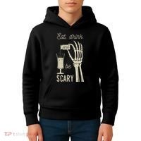 Eat Drink And Be Scary Halloween Party Design Kids Hoodie thumb 4