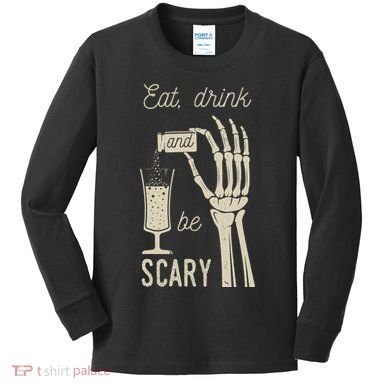 Eat Drink And Be Scary Halloween Party Design Kids Long Sleeve Shirt