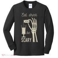 Eat Drink And Be Scary Halloween Party Design Kids Long Sleeve Shirt thumb 0