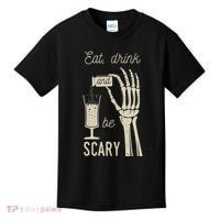 Eat Drink And Be Scary Halloween Party Design Kids T-Shirt thumb 0