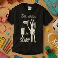Eat Drink And Be Scary Halloween Party Design Kids T-Shirt thumb 3