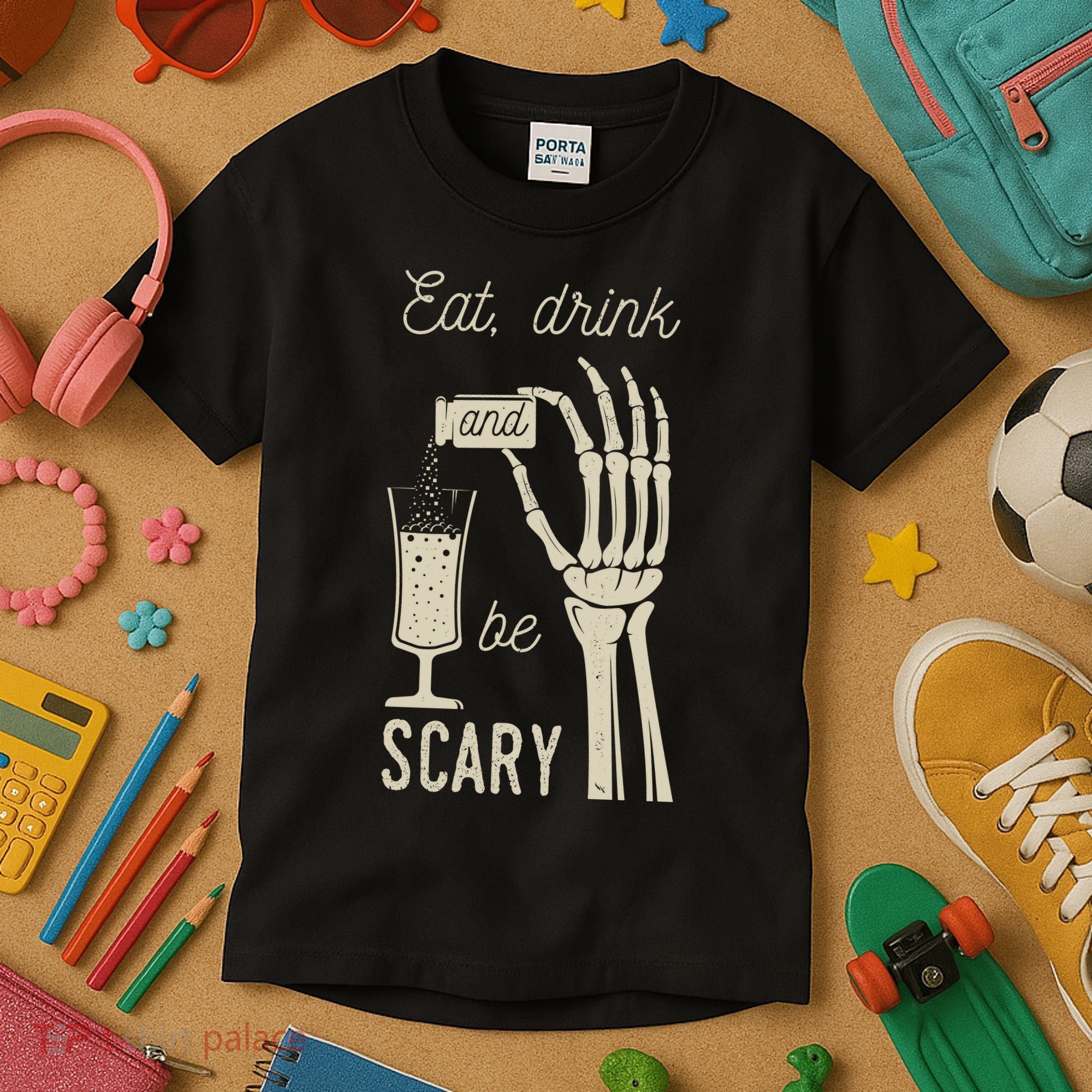 Eat Drink And Be Scary Halloween Party Design Kids T-Shirt