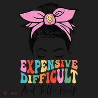 Expensive Difficult And Talks BacK Mother's Day Messy Bun Comfort Colors Heavyweight Long Sleeve T-Shirt thumb 2