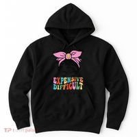 Expensive Difficult And Talks BacK Mother's Day Messy Bun Hoodie thumb 0