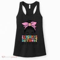 Expensive Difficult And Talks BacK Mother's Day Messy Bun Women's Tank Top thumb 0