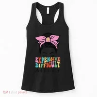 Expensive Difficult And Talks BacK Mother's Day Messy Bun Women's Tank Top thumb 0