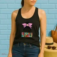 Expensive Difficult And Talks BacK Mother's Day Messy Bun Women's Tank Top thumb 2