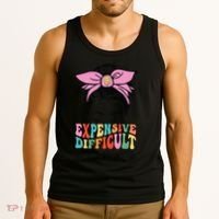 Expensive Difficult And Talks BacK Mother's Day Messy Bun Tank Top thumb 3