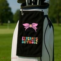 Expensive Difficult And Talks BacK Mother's Day Messy Bun Golf Towel thumb 2