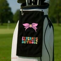 Expensive Difficult And Talks BacK Mother's Day Messy Bun Golf Towel thumb 2