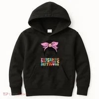 Expensive Difficult And Talks BacK Mother's Day Messy Bun Kids Hoodie thumb 0
